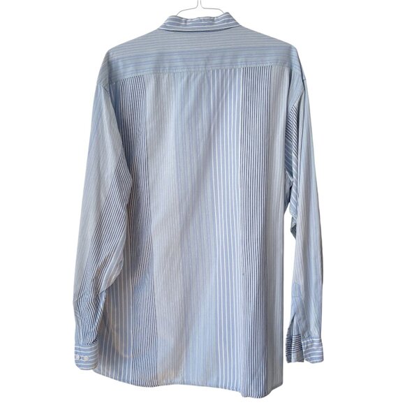 Naturalife Mens XL Blue & White Striped 100% Cotton Button-Up Long-Sleeve Shirt - Picture 4 of 5